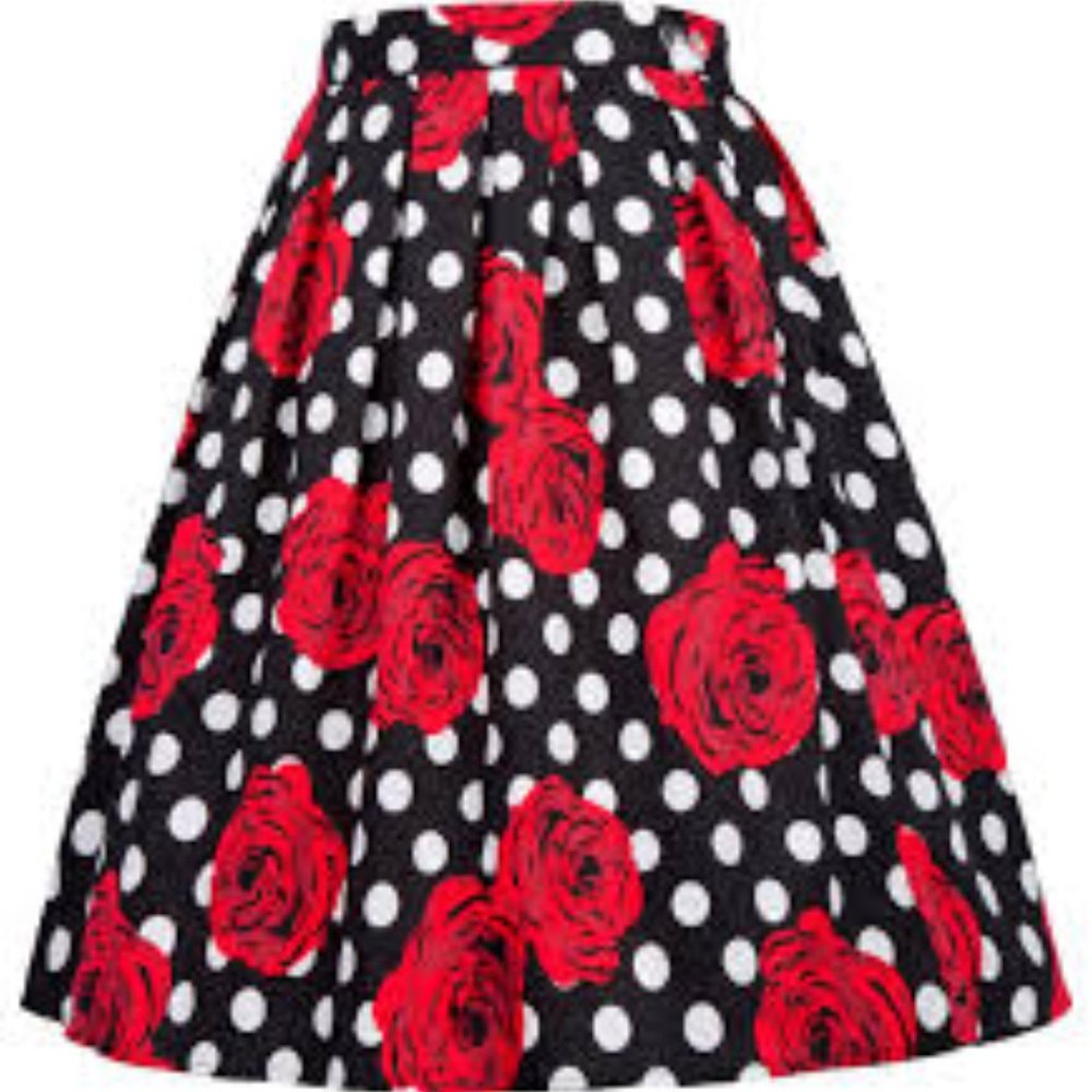 Grace Karin Rose Polka Dot Skirt